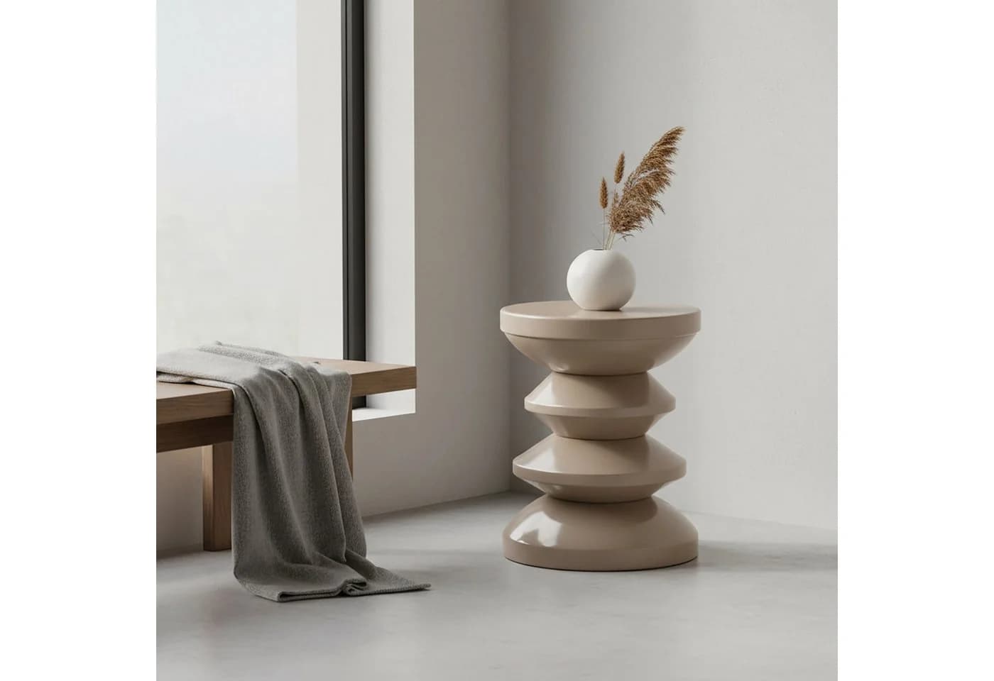 relaxdays Beistelltisch Zick Zack Beige Metall Design