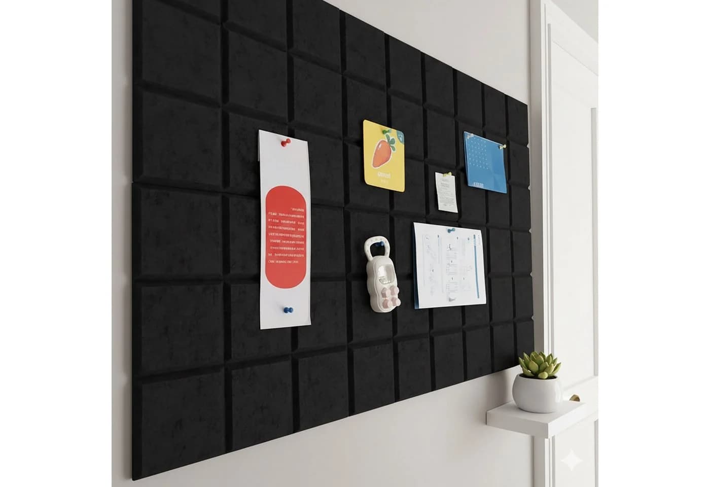 relaxdays Pinnwand 12x selbstklebende Filzquadrate Schwarz