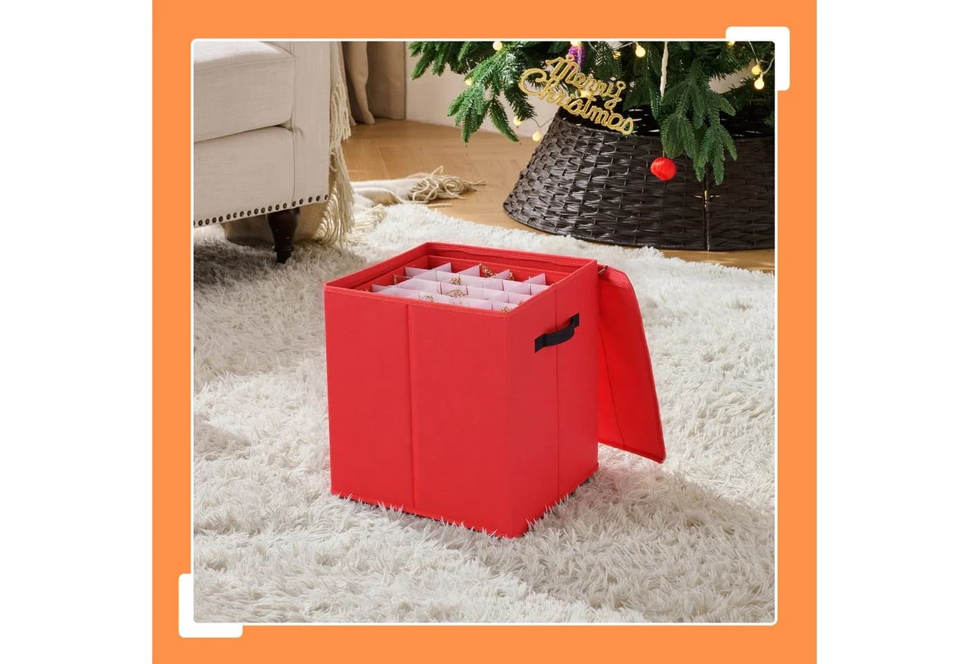 relaxdays Aufbewahrungsbox Weihnachtskugel, Rot, mit Schubladen