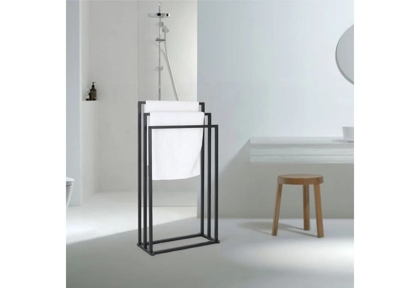 RELAXDAYS Handtuchständer 3 Stangen Metall Schwarz