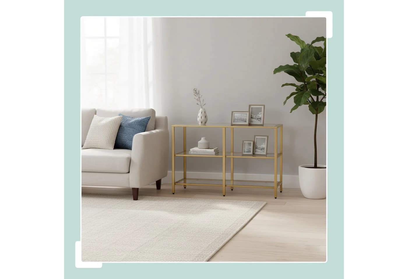 relaxdays Konsolentisch mit 3 Glasablagen Gold