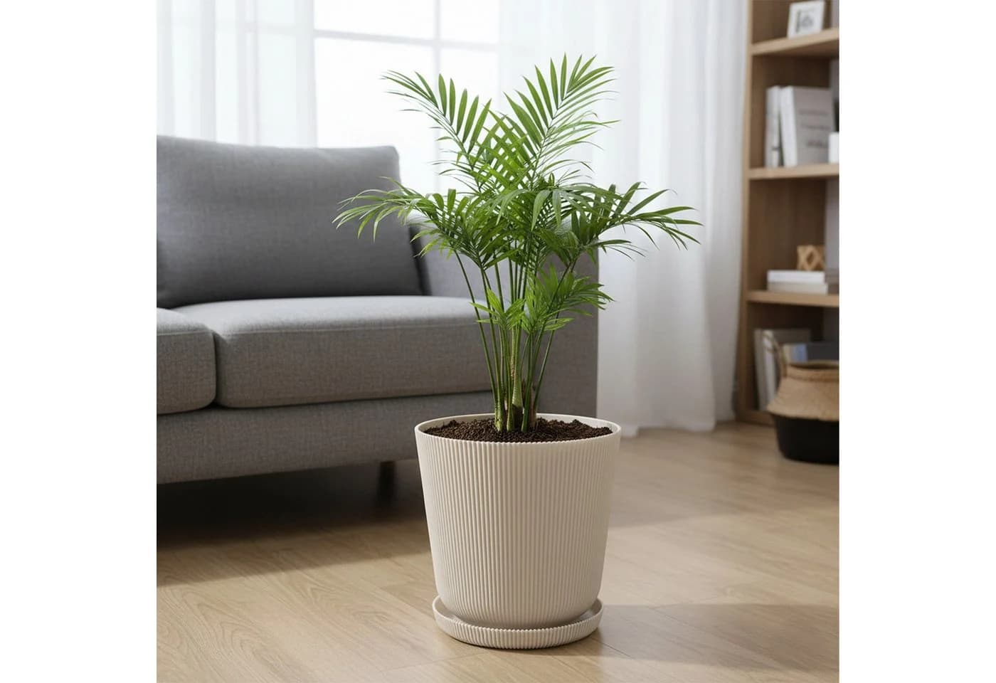 relaxdays Blumentopf mit Untersetzer 2er Set Beige