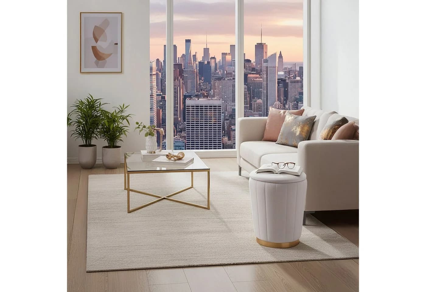 relaxdays Stauraumhocker Beige Samt mit Stauraum
