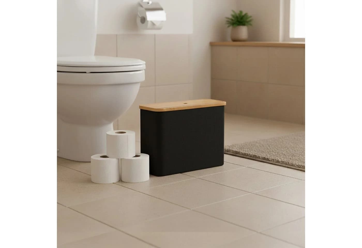 relaxdays Toiletten-Ersatzrollenhalter 12 Rollen Schwarz