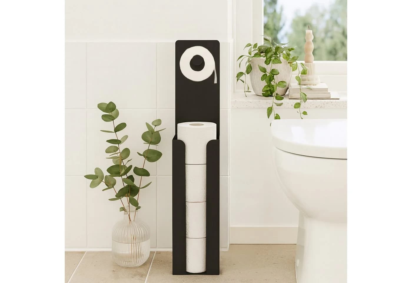 RELAXDAYS WC-Garnitur mit Ersatzrollenhalt, Schwarz