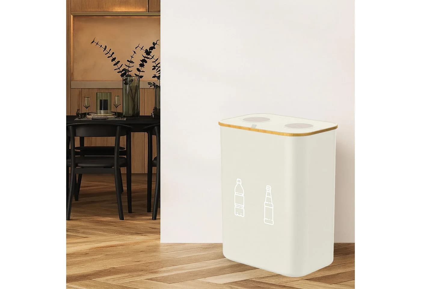 relaxdays Flaschensammler Pfandflaschen Sammelbehälter 160l Beige