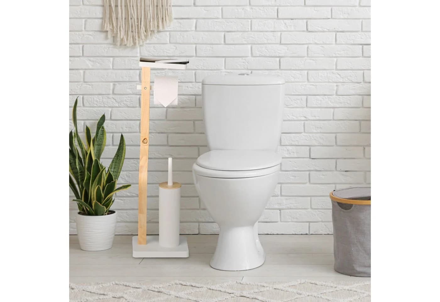 RELAXDAYS WC-Garnitur mit Ablage Weiß Bambus