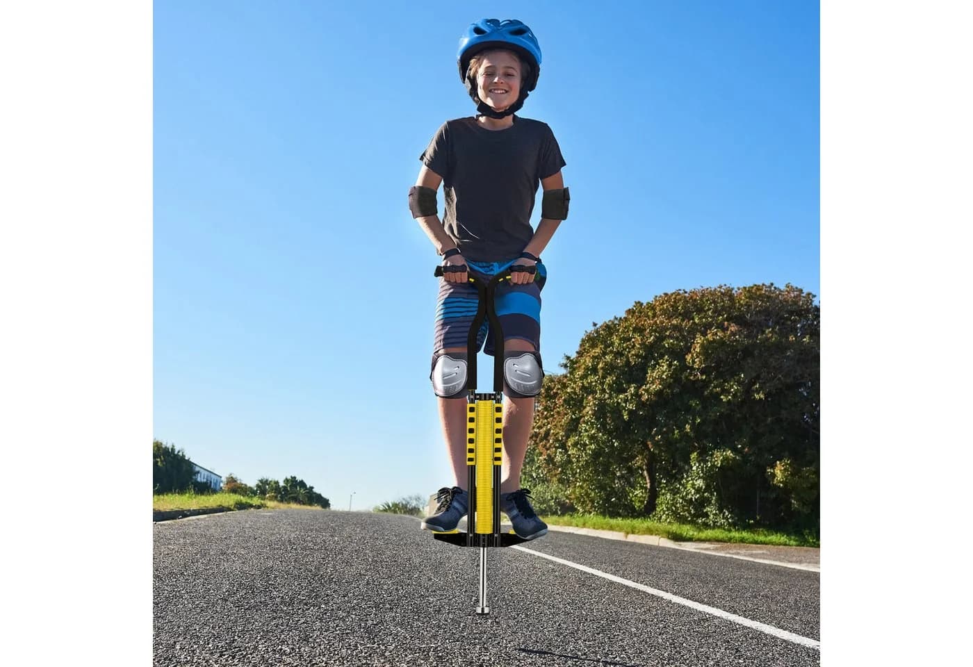 relaxdays Pogo Stick für Kinder bis 60 kg, gelb