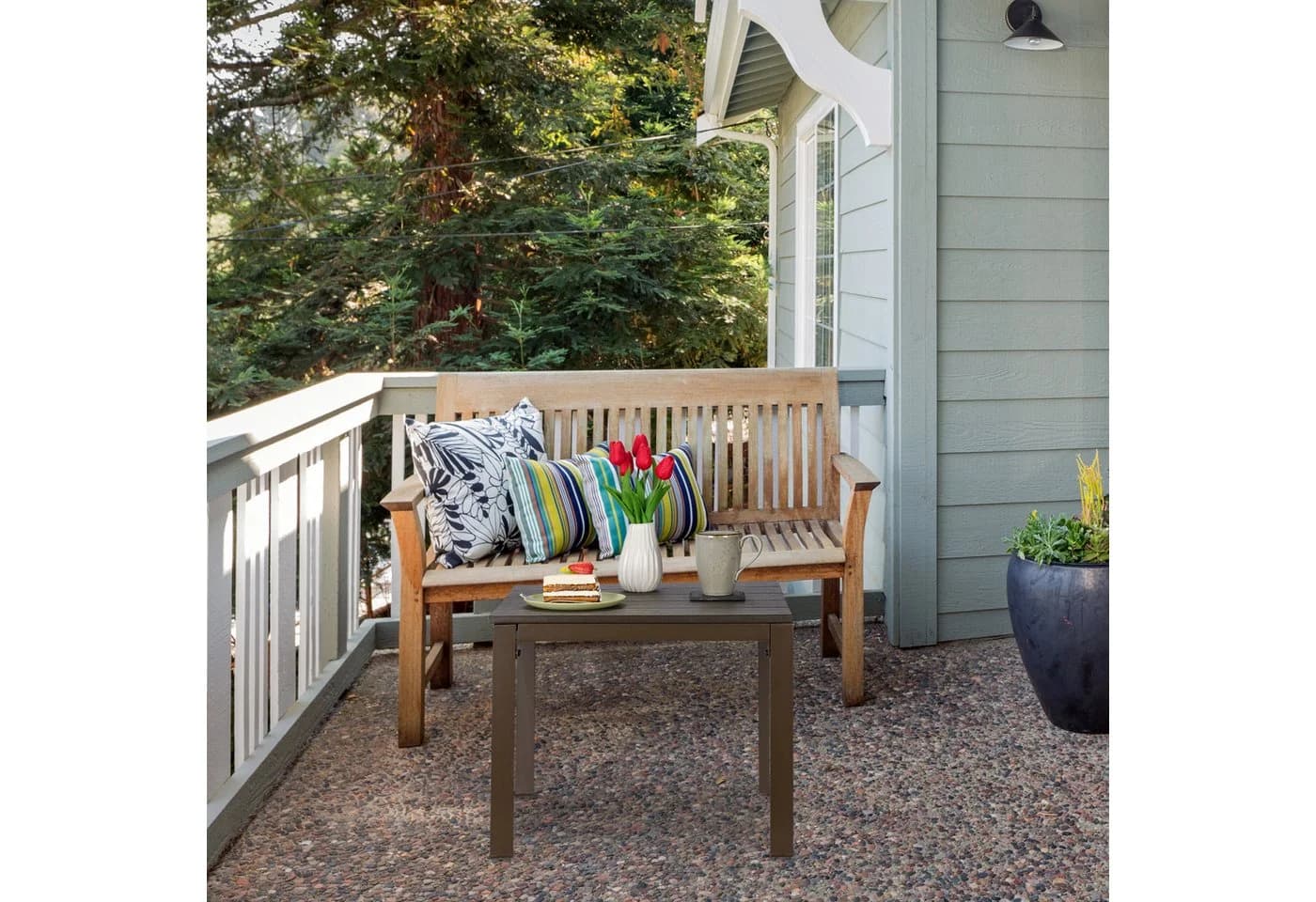relaxdays Gartentisch Beistelltisch Balkon Braun Holzoptik