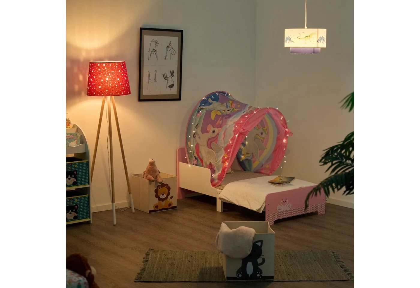 relaxdays Bettzelt für Kinder Bunt Pop-up-Funktion
