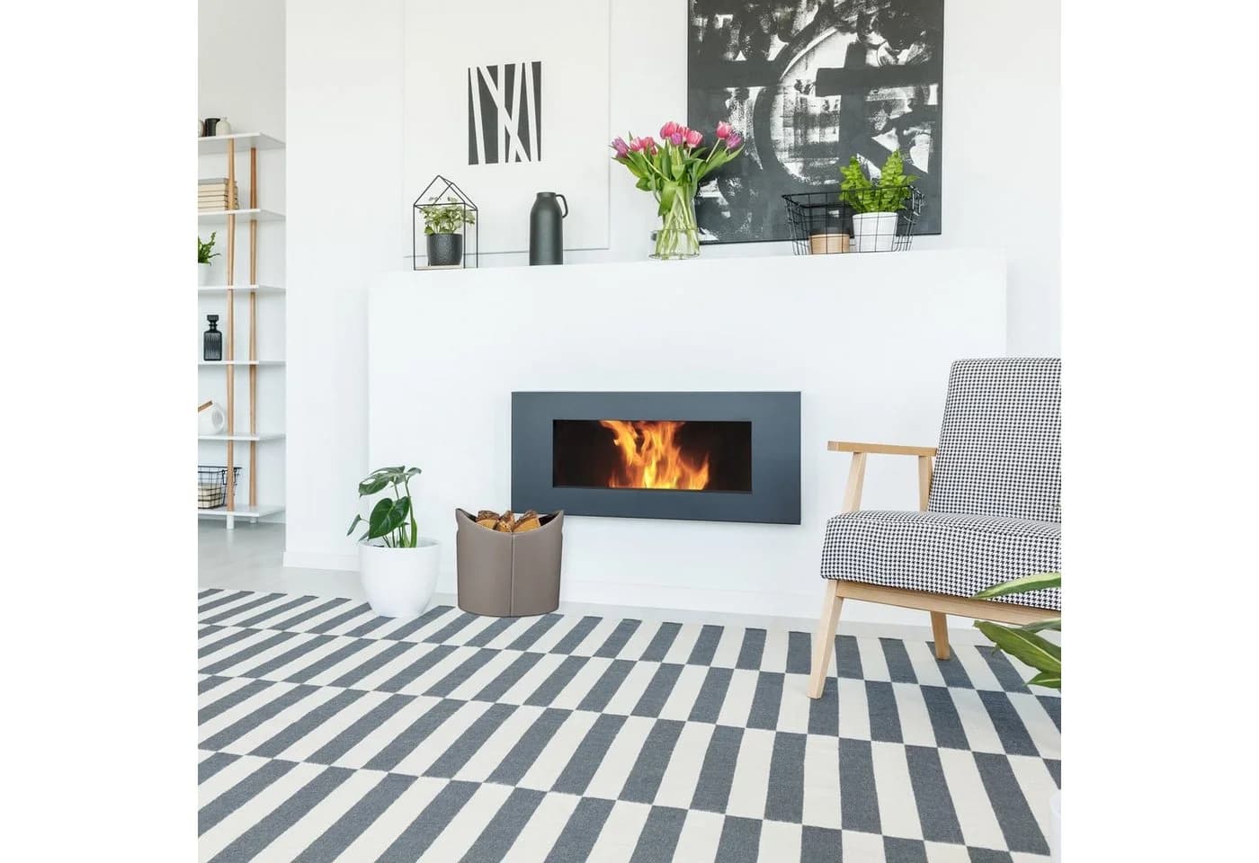 relaxdays Kaminholzkorb Grau Kunstleder L