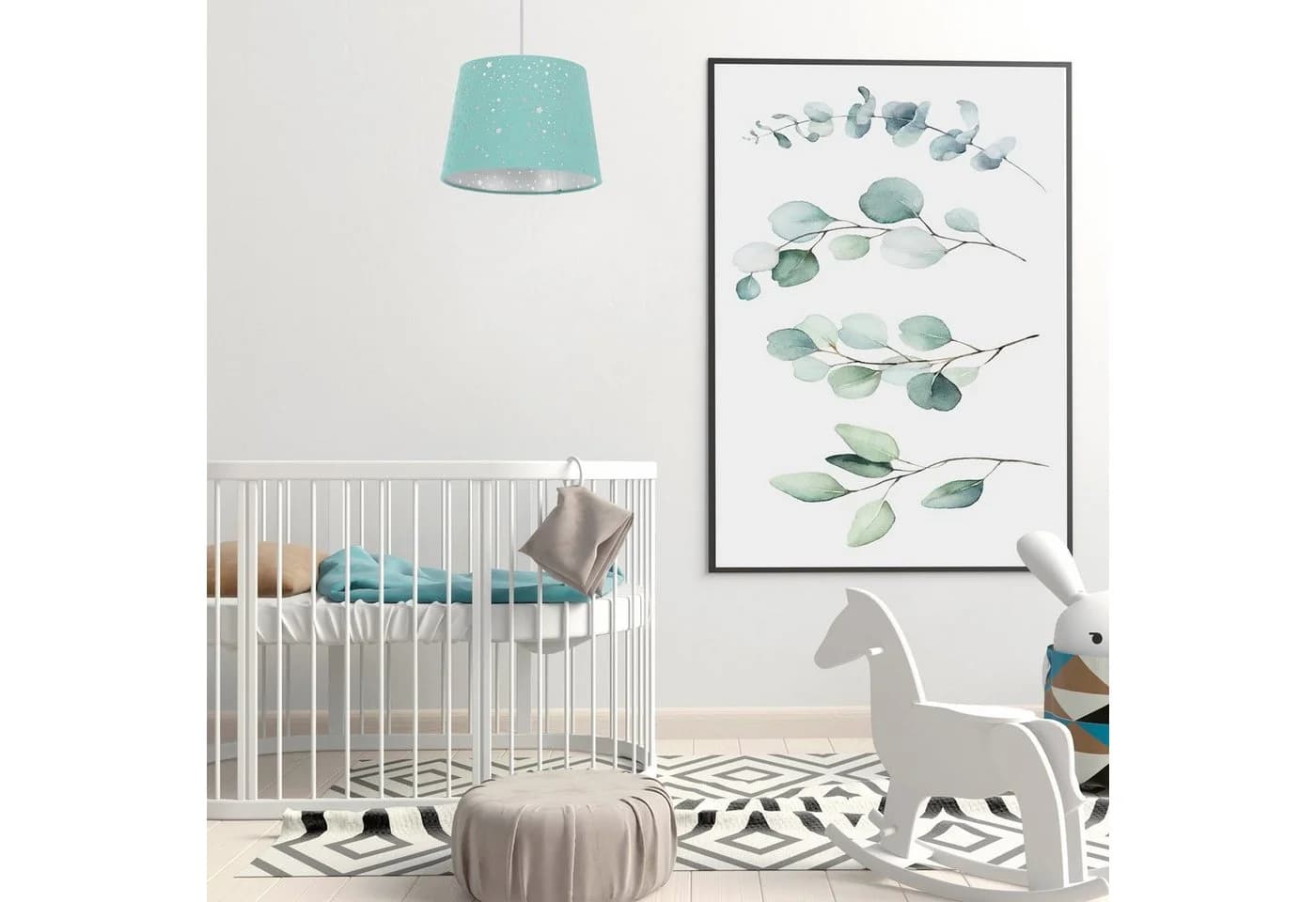 relaxdays Pendelleuchte Kinderzimmerlampe Sterne, Tuerkis