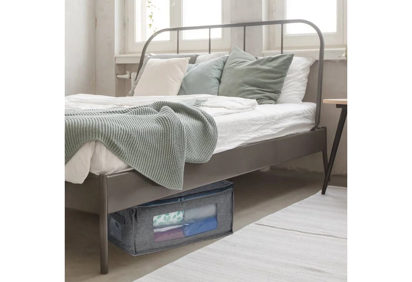 relaxdays Unterbettkommode Aufbewahrungstasche 3er Set Grau