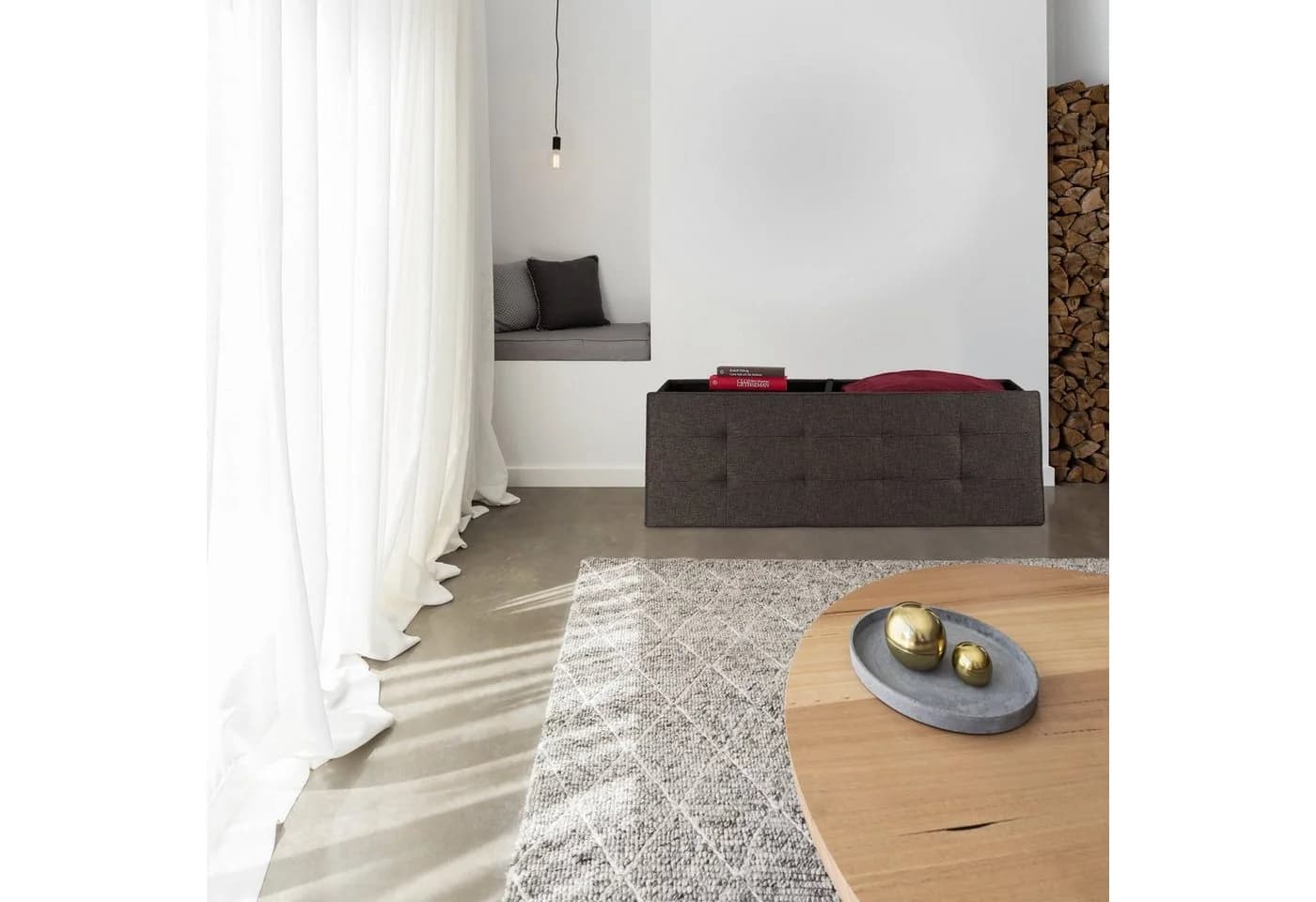 relaxdays Sitzbank mit Trenngitter braun