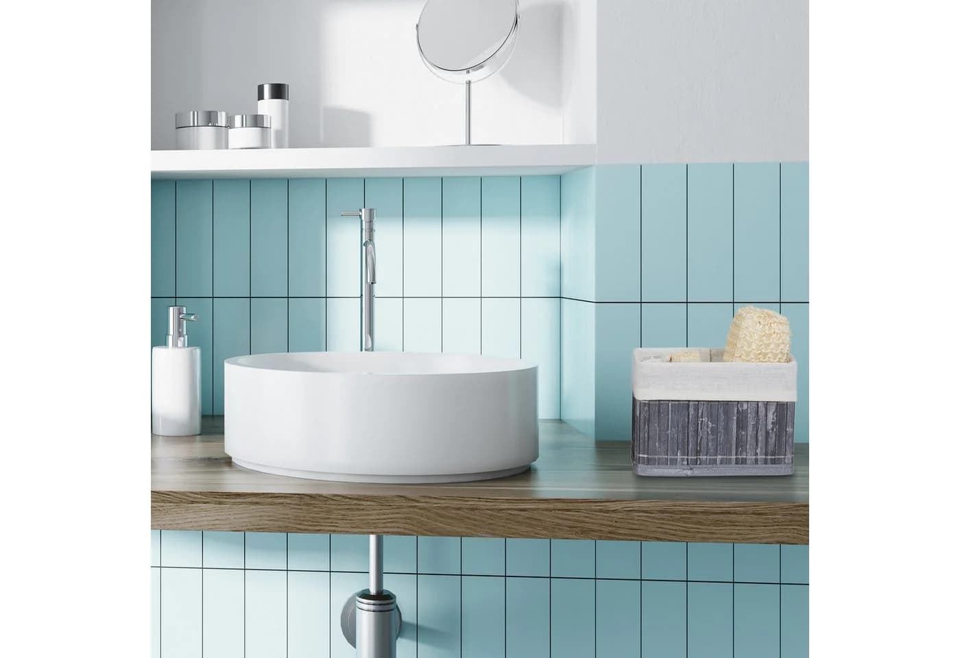 relaxdays Aufbewahrungskorb Bambus 6er Set Grau/Weiß