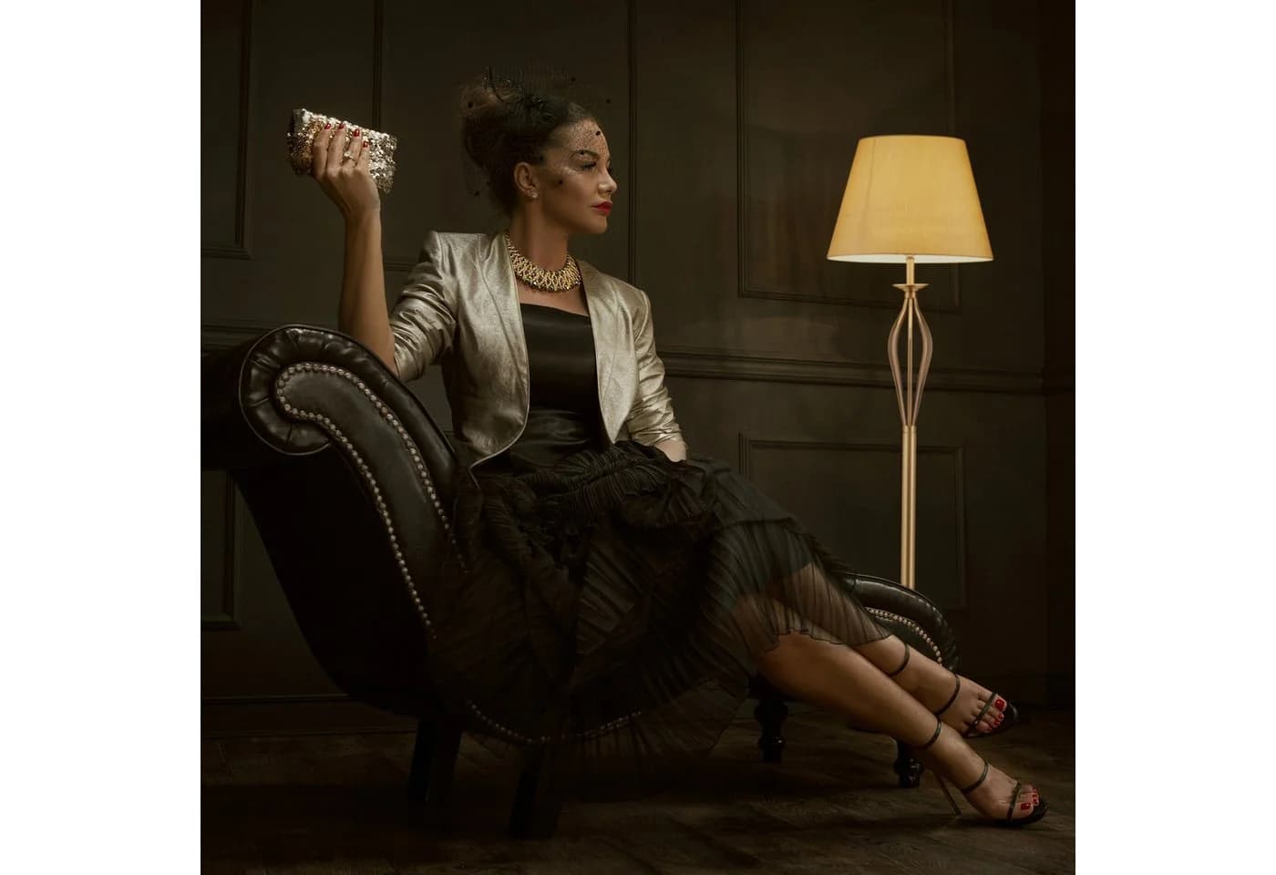 relaxdays Stehlampe Schirmlampe Antik, gold