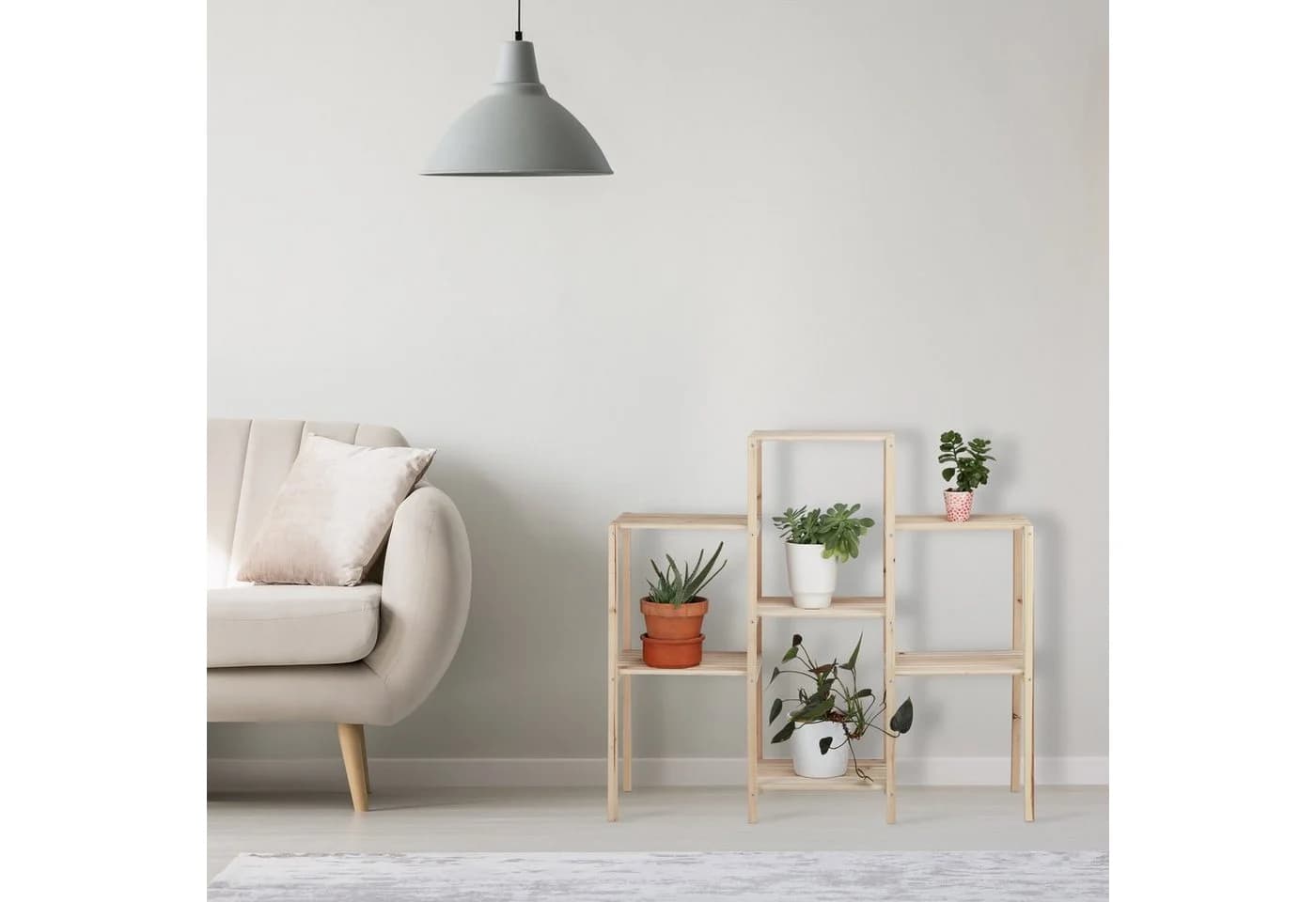 relaxdays Blumenständer Pflanzenregal Holz L Natur