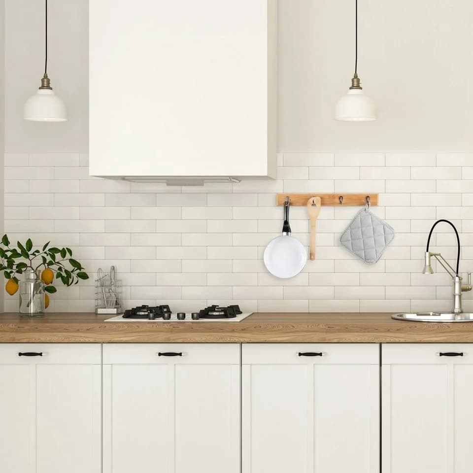 relaxdays Hakenleiste Bambus natur mit Metallhaken