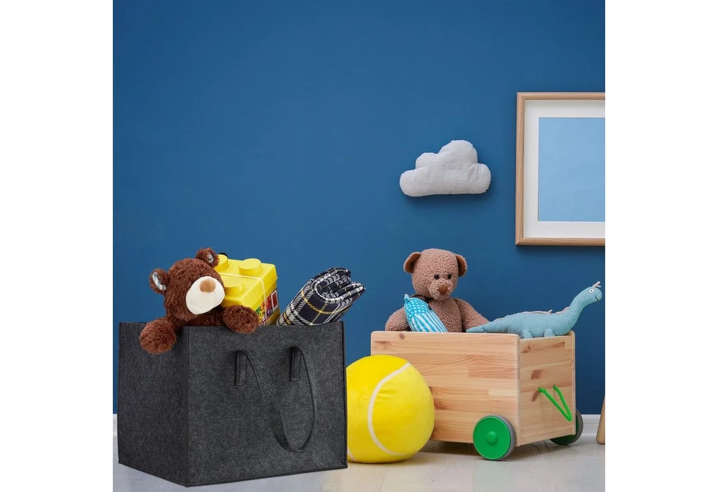 relaxdays Kaminholzkorb aus Filz Anthrazit