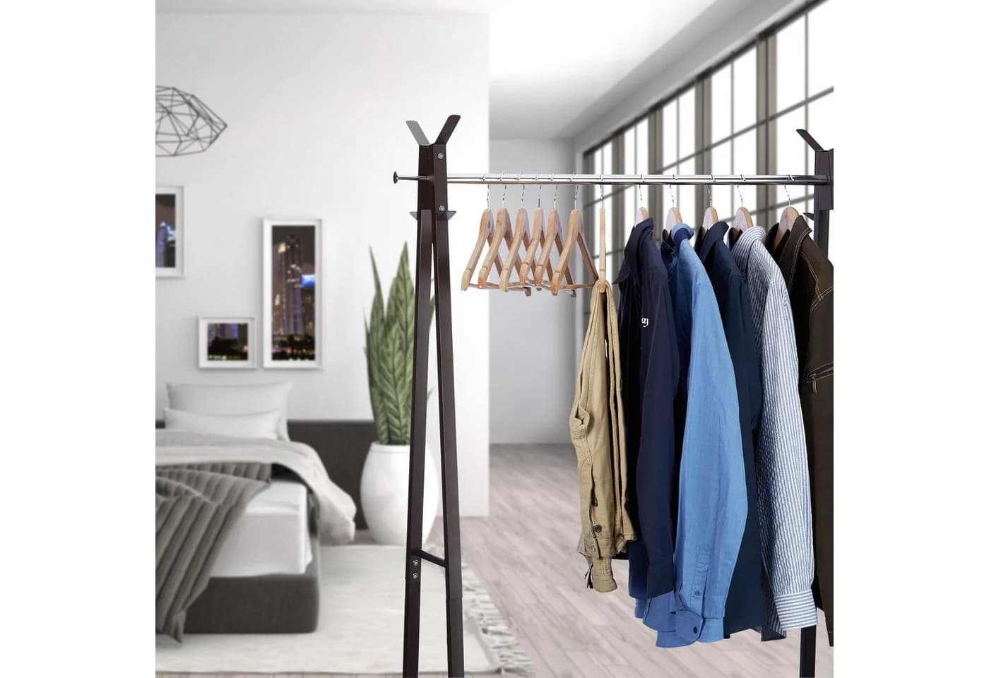 relaxdays Kleiderbügel Set 24-tlg. Ahornholz Braun/Silber
