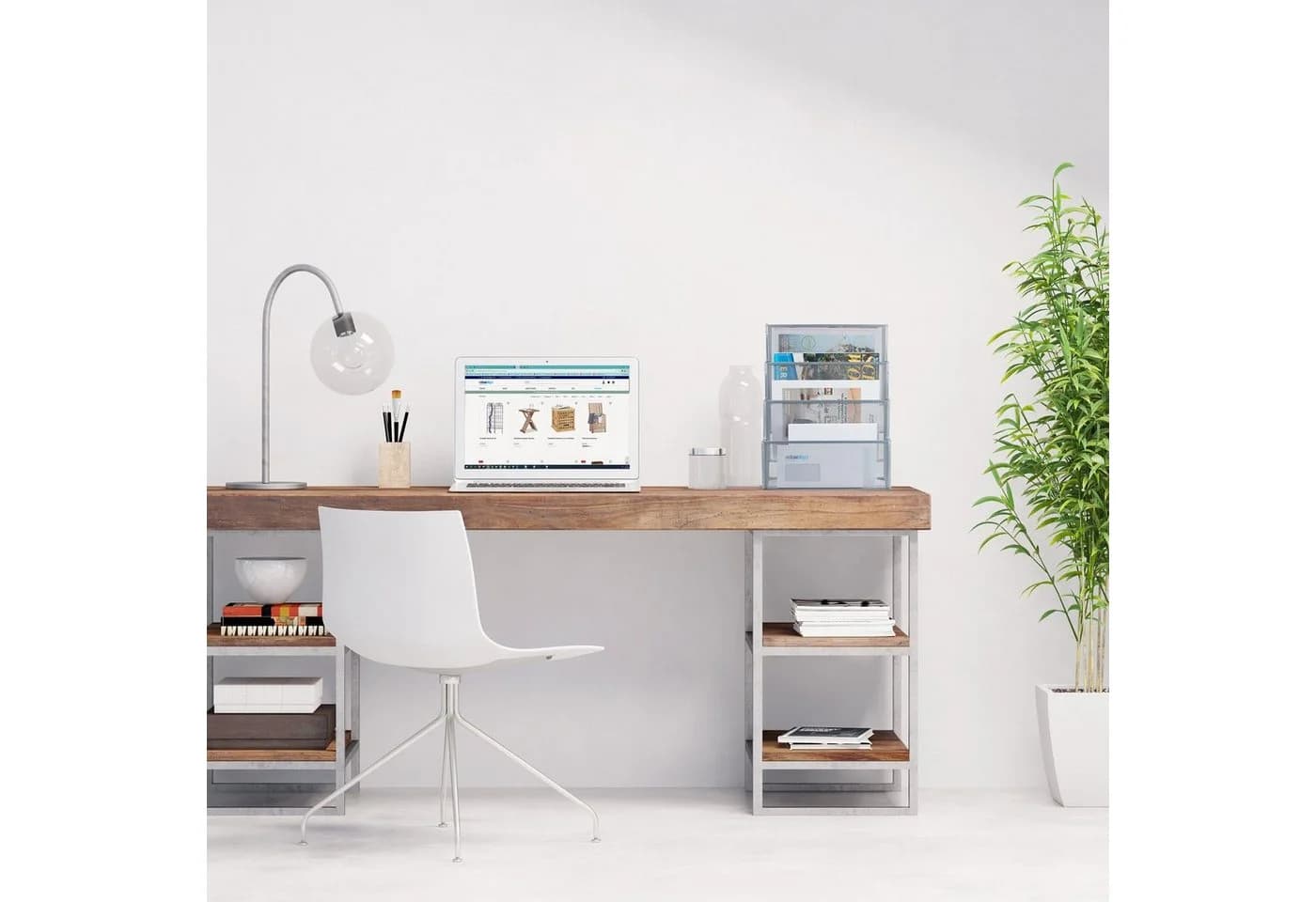 relaxdays Zeitungsständer Zeitschriftenhalter Metall 4 Fächer Silber