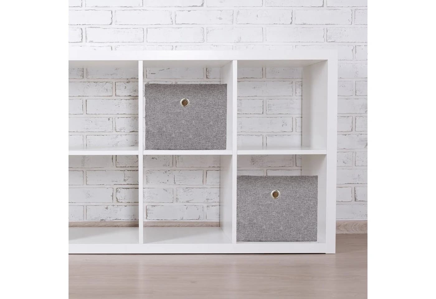 relaxdays Aufbewahrungsbox 2er Set Grau Silber Stoffboxen Faltbar