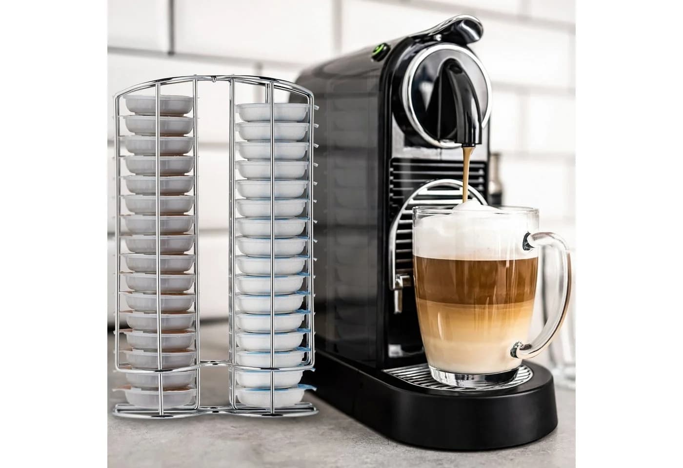 relaxdays Kapselhalter Tassimo für 32 Kapseln Silber