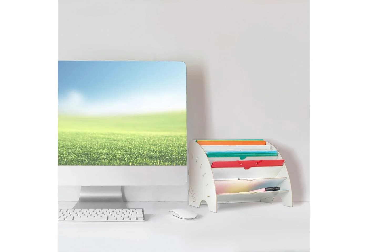 relaxdays Briefablage 6 Fächer Weiß MDF Dokumentenablage