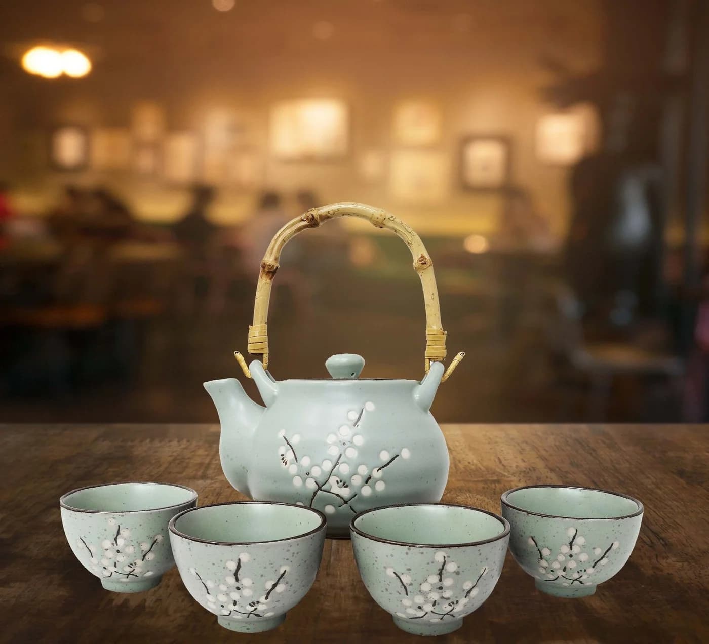 MystiCalls Teeservice Japanisch Kirschblüten 4-tlg. Keramik