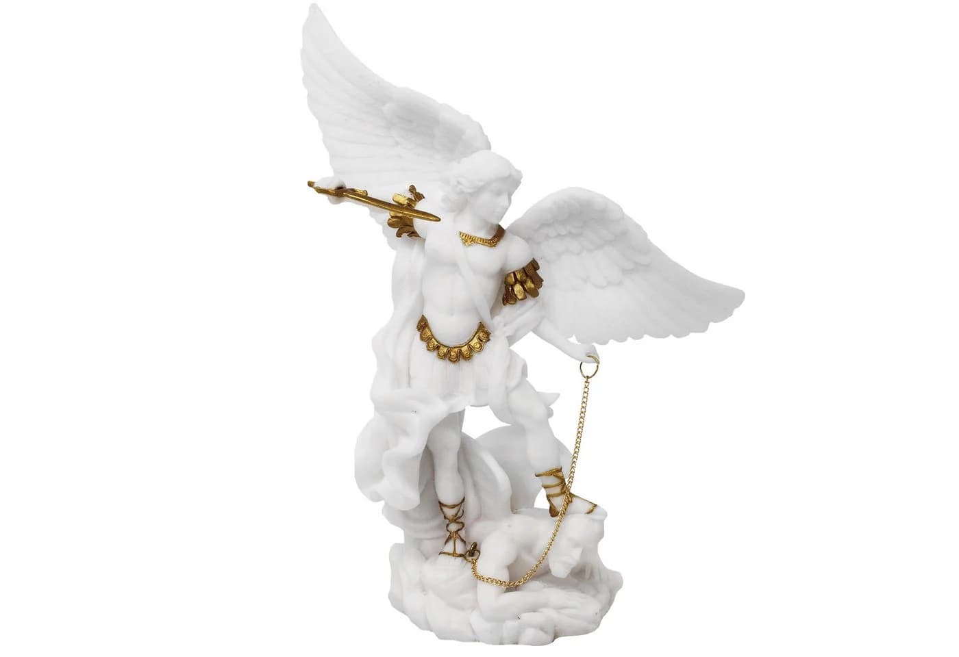MystiCalls Dekofigur Erzengel Michael Weiß/Gold Polyresin