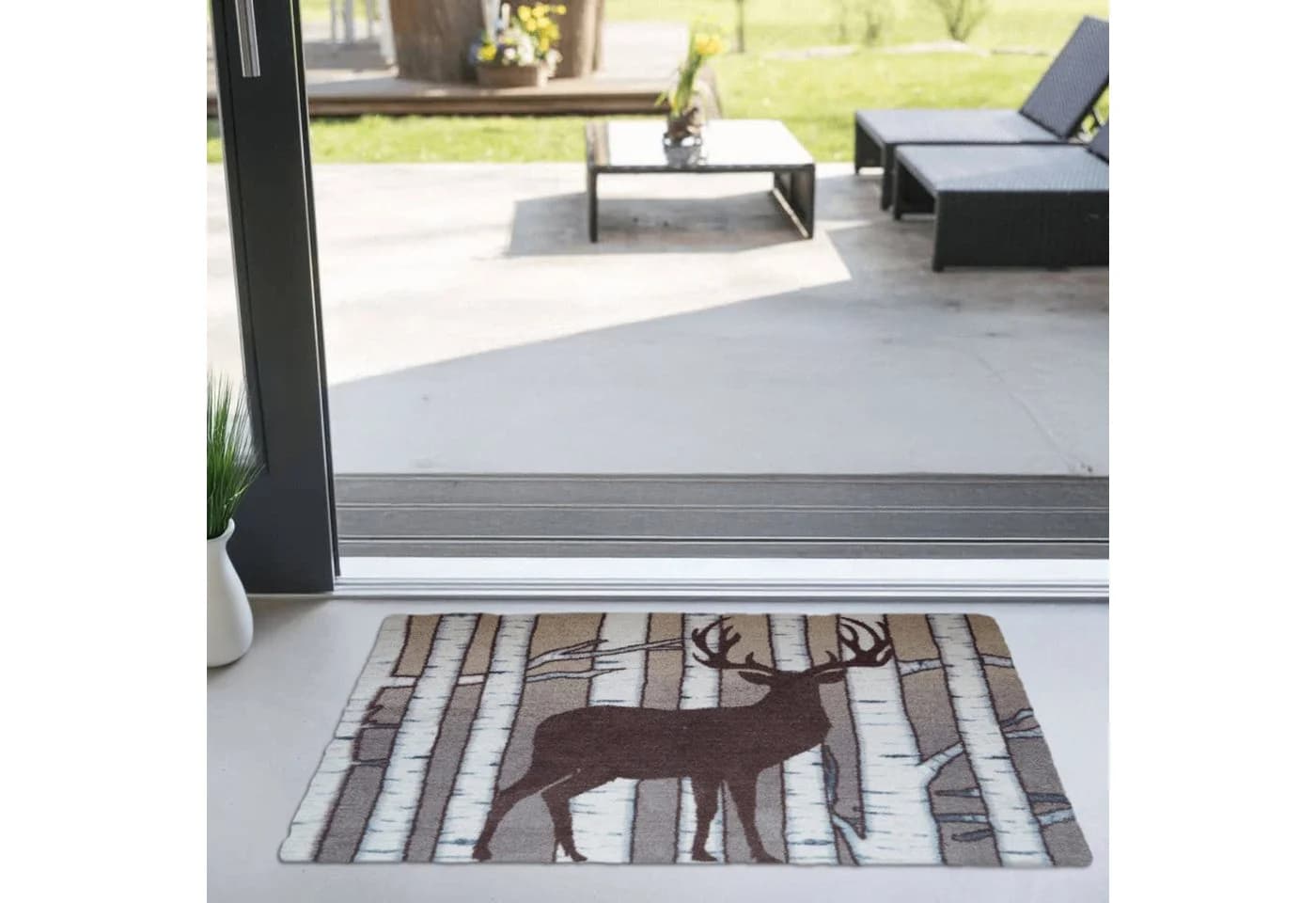 akzente Fußmatte Feel Birch Deer Modern Grau Beige