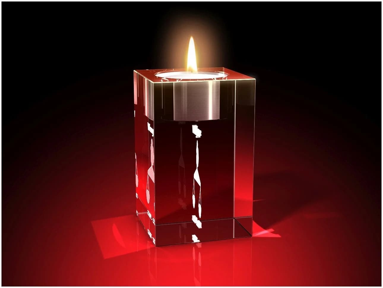 GLASFOTO.COM Teelichthalter Kristallglas mit Sternzeichen Innengravur