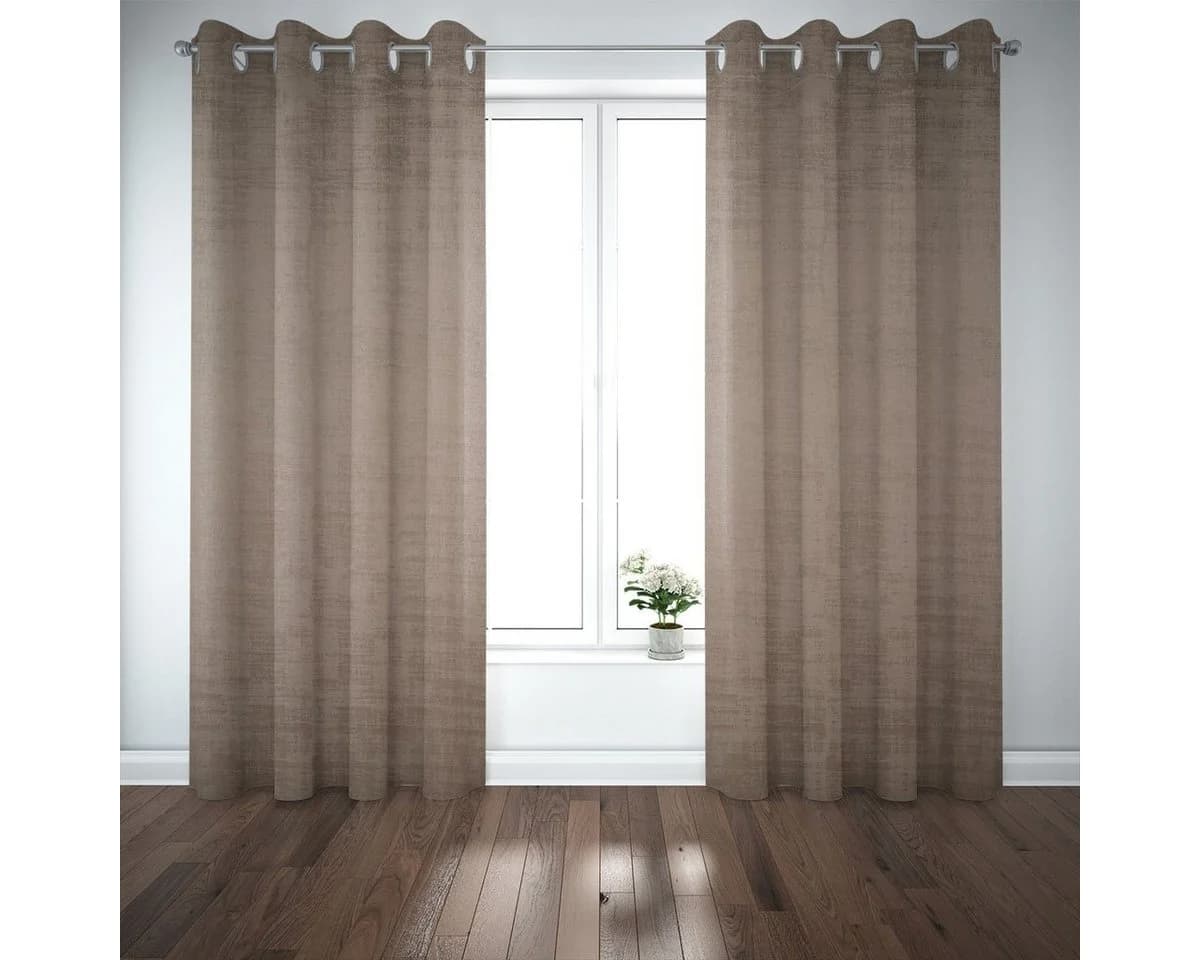 SCHÖNER LEBEN. Vorhang Velvet Marble Samt uni sand 245cm, Ösen, blickdicht