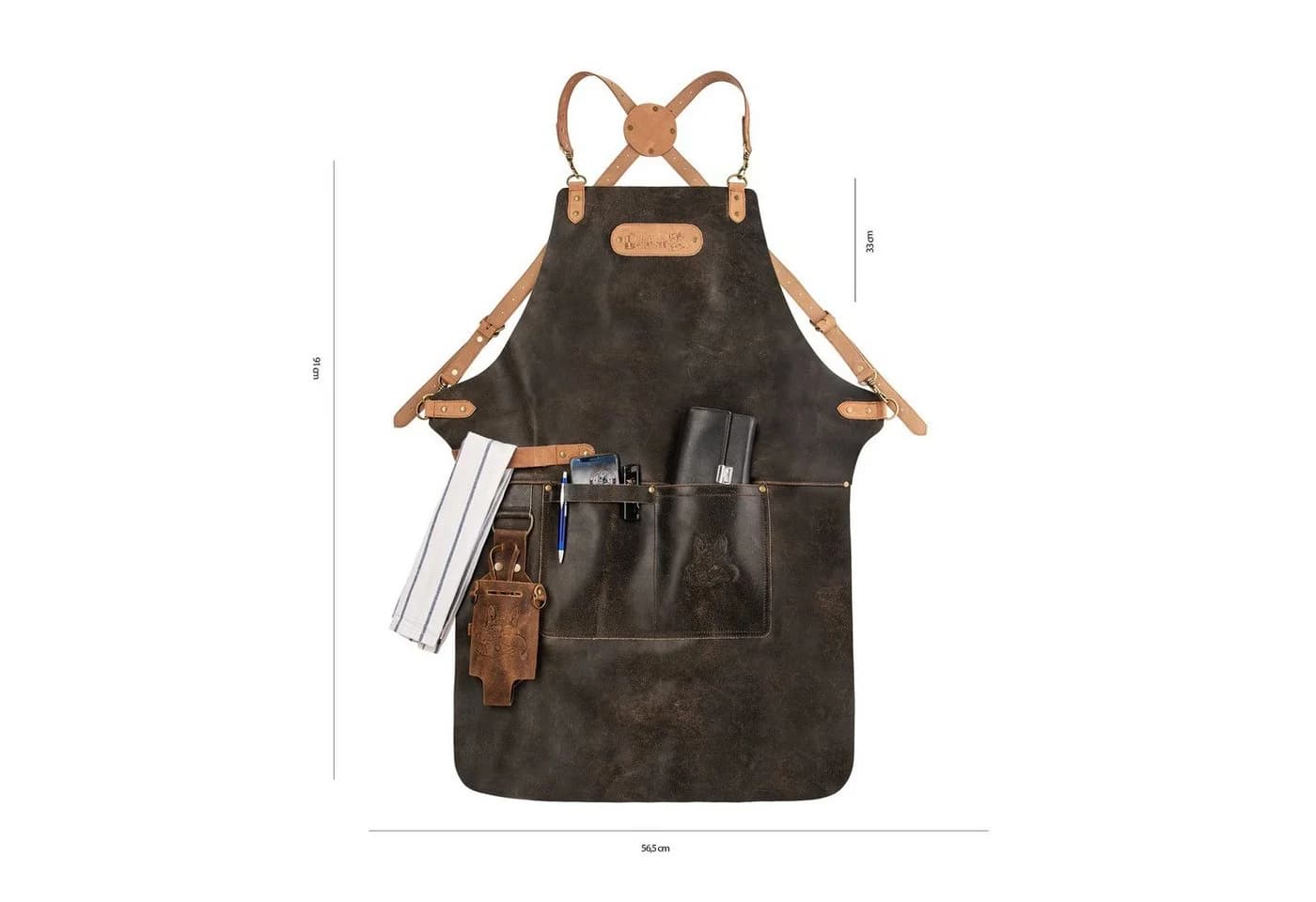 BLACK FOREST FOX Grillschürze BUTCHER Leder Schürze Antik Schwarz