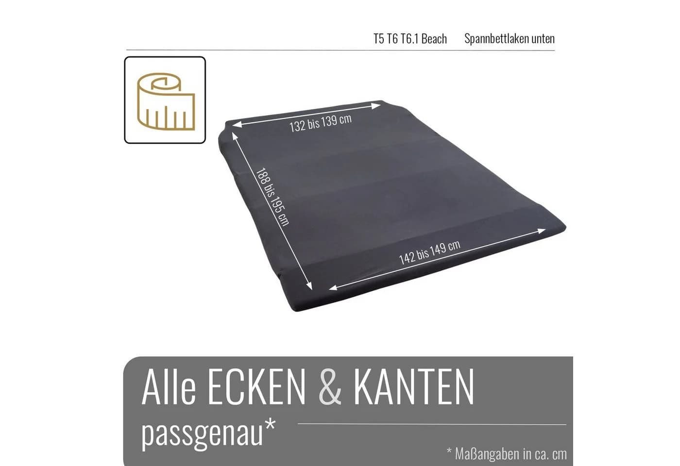 BLACK FOREST FOX Spannbettlaken VW Faltbett T5/T6/T6.1 California Beach Baumwolle