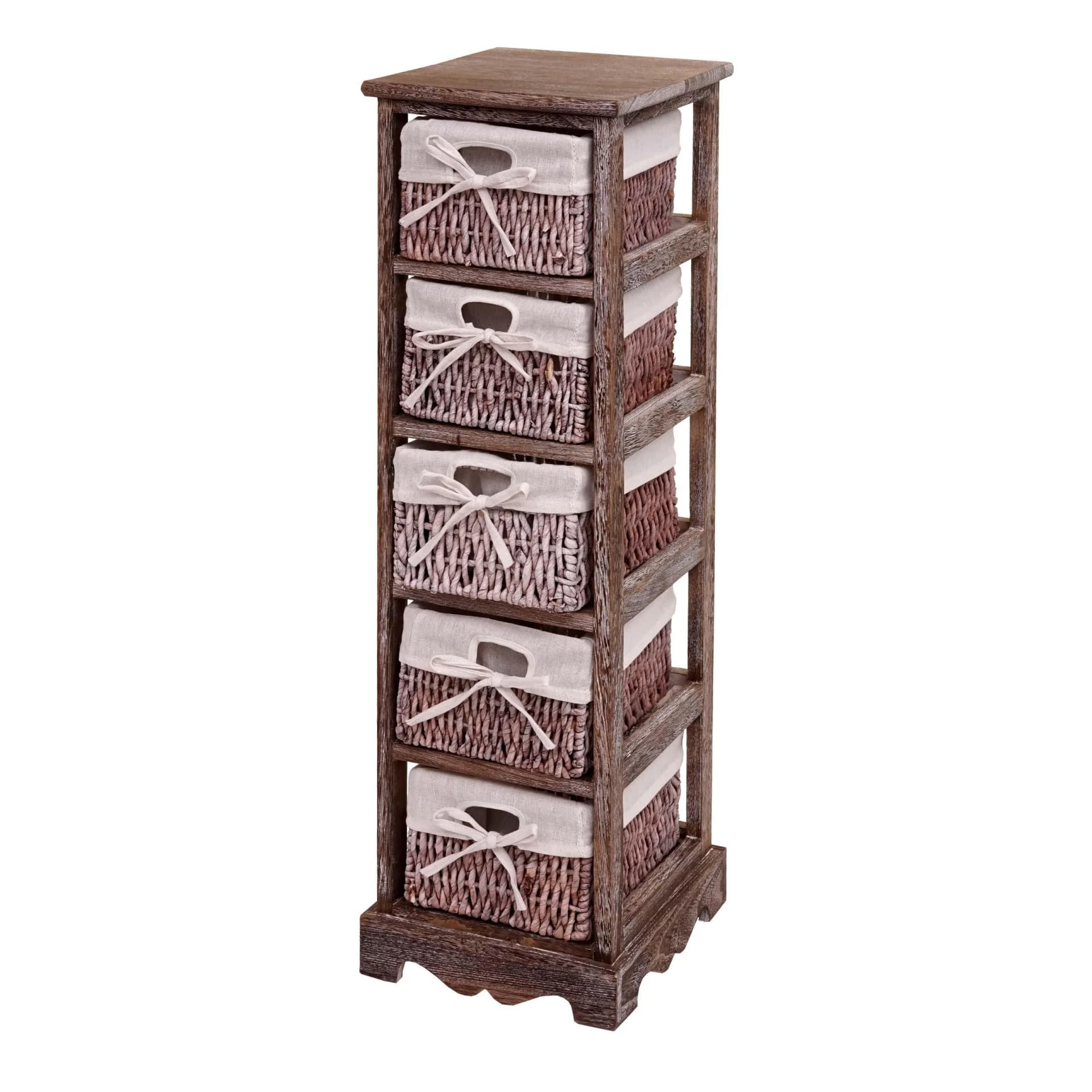 MCW Regal Kommode 5 Korbschubladen Vintage Braun Shabby-Look