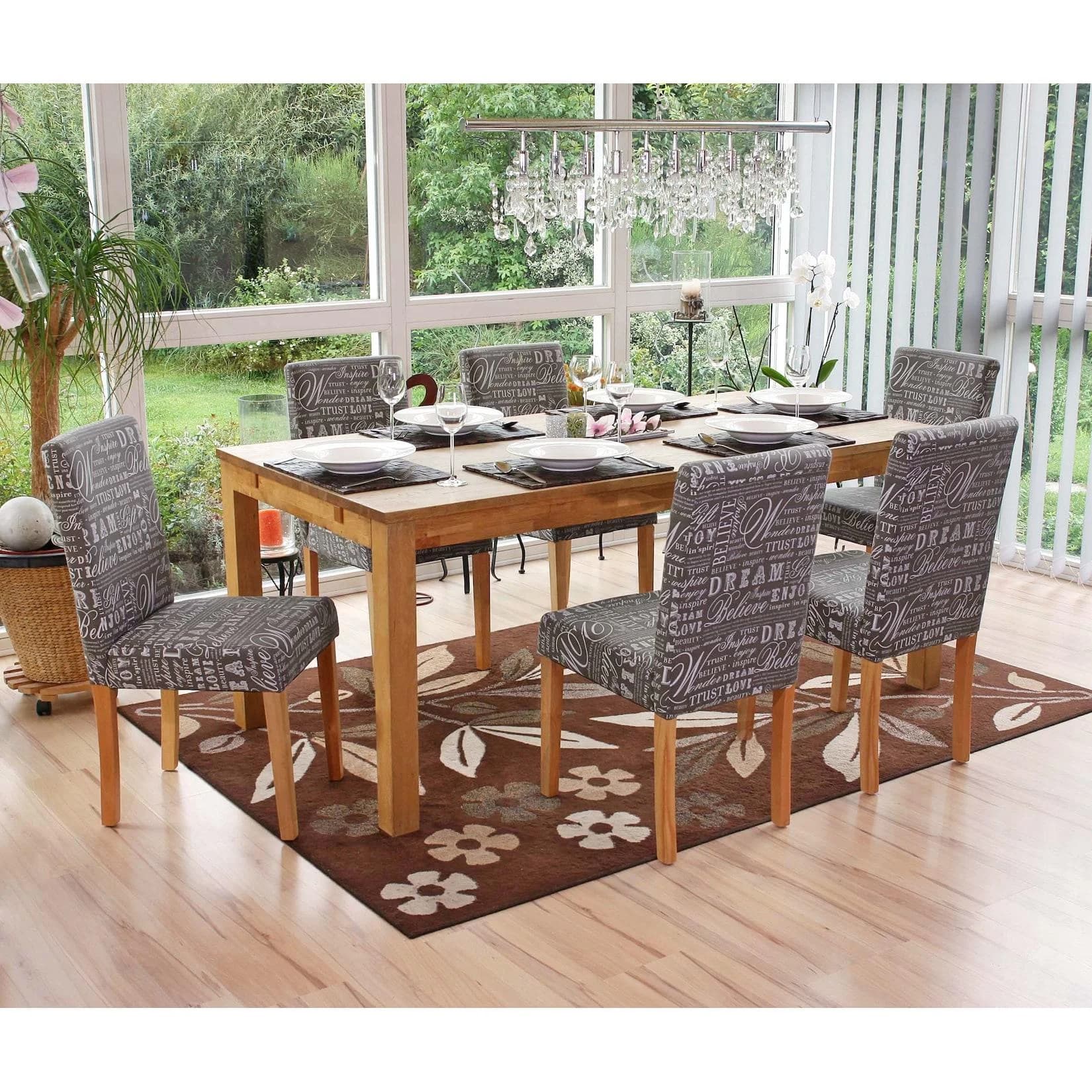 MCW 6er-Set Esszimmerstuhl Littau Grau Textil Helle Beine
