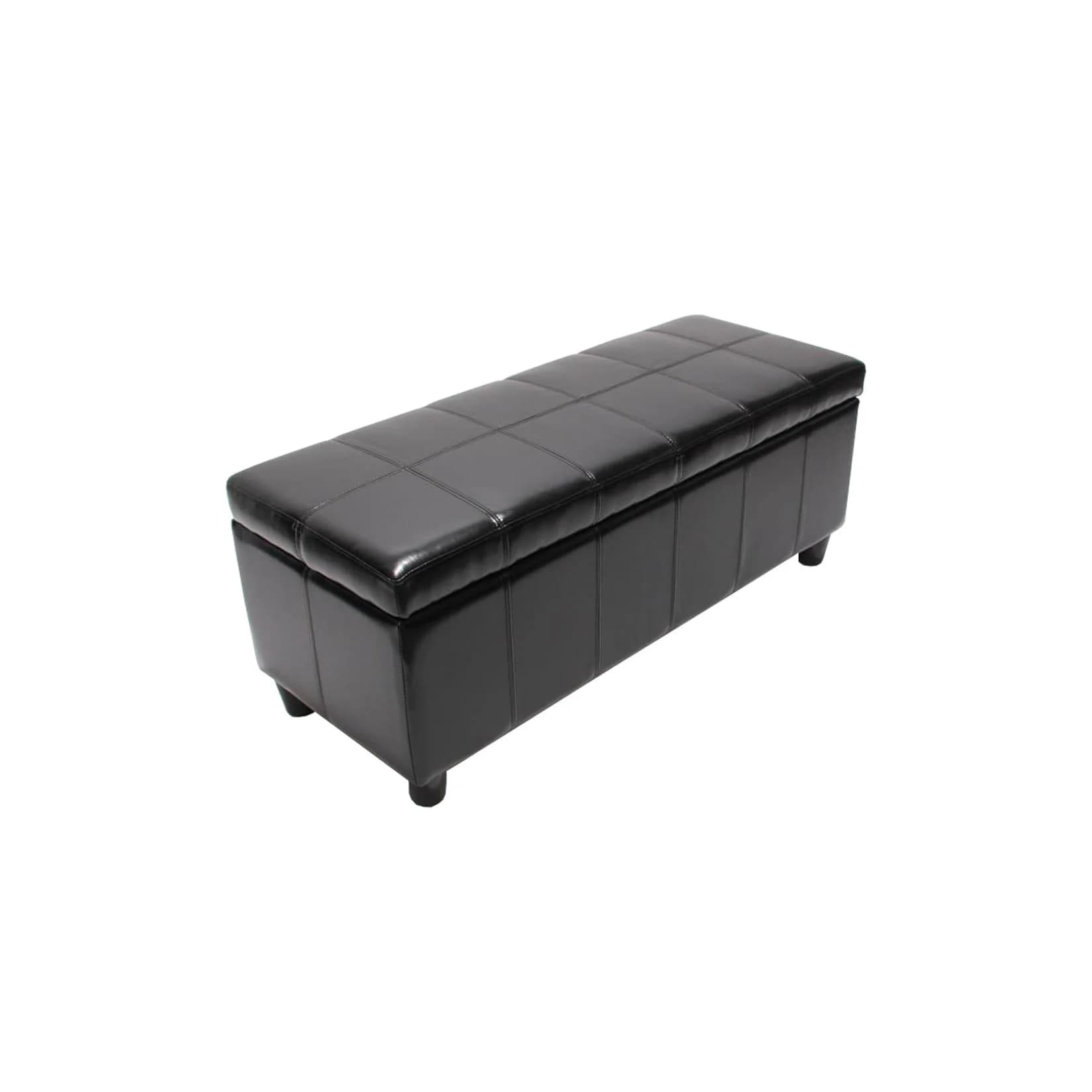 MCW Sitzbank Arezzo Schwarz mit Stauraum Leder Kunstleder
