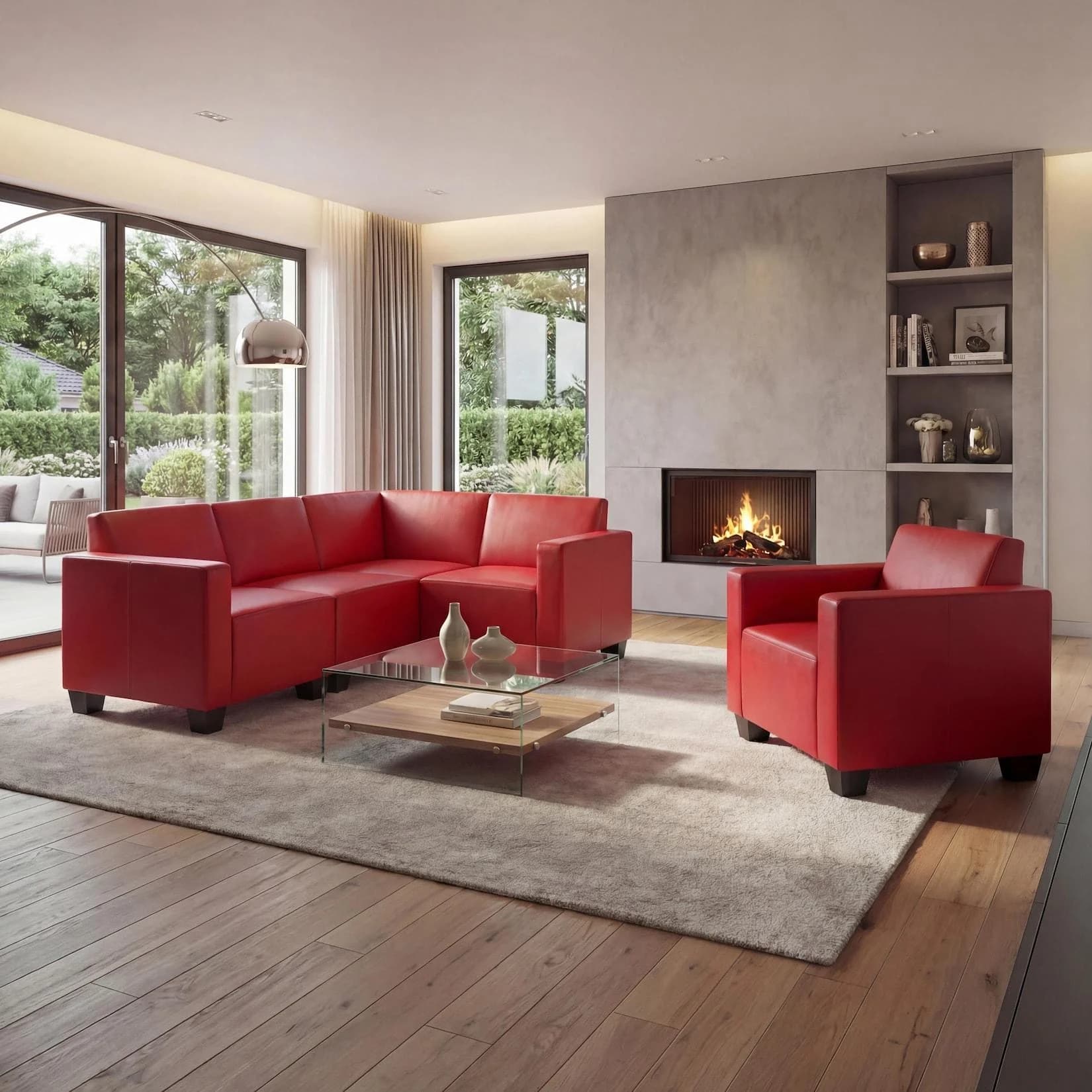 MCW Modular Sofa-System Moncalieri 4-1, Kunstleder rot