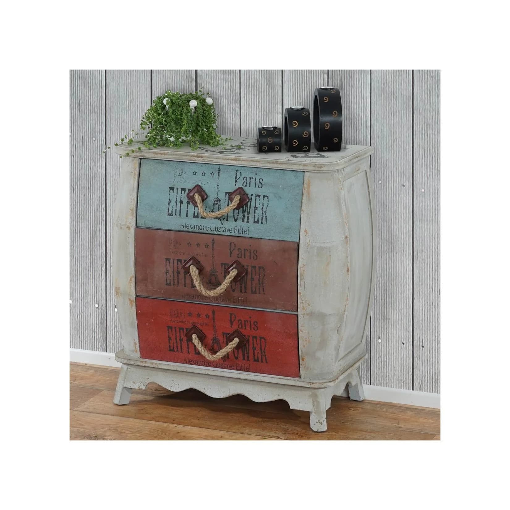 MCW Kommode Cadiz 3 Schubladen Shabby-Look Vintage Fertigmontiert