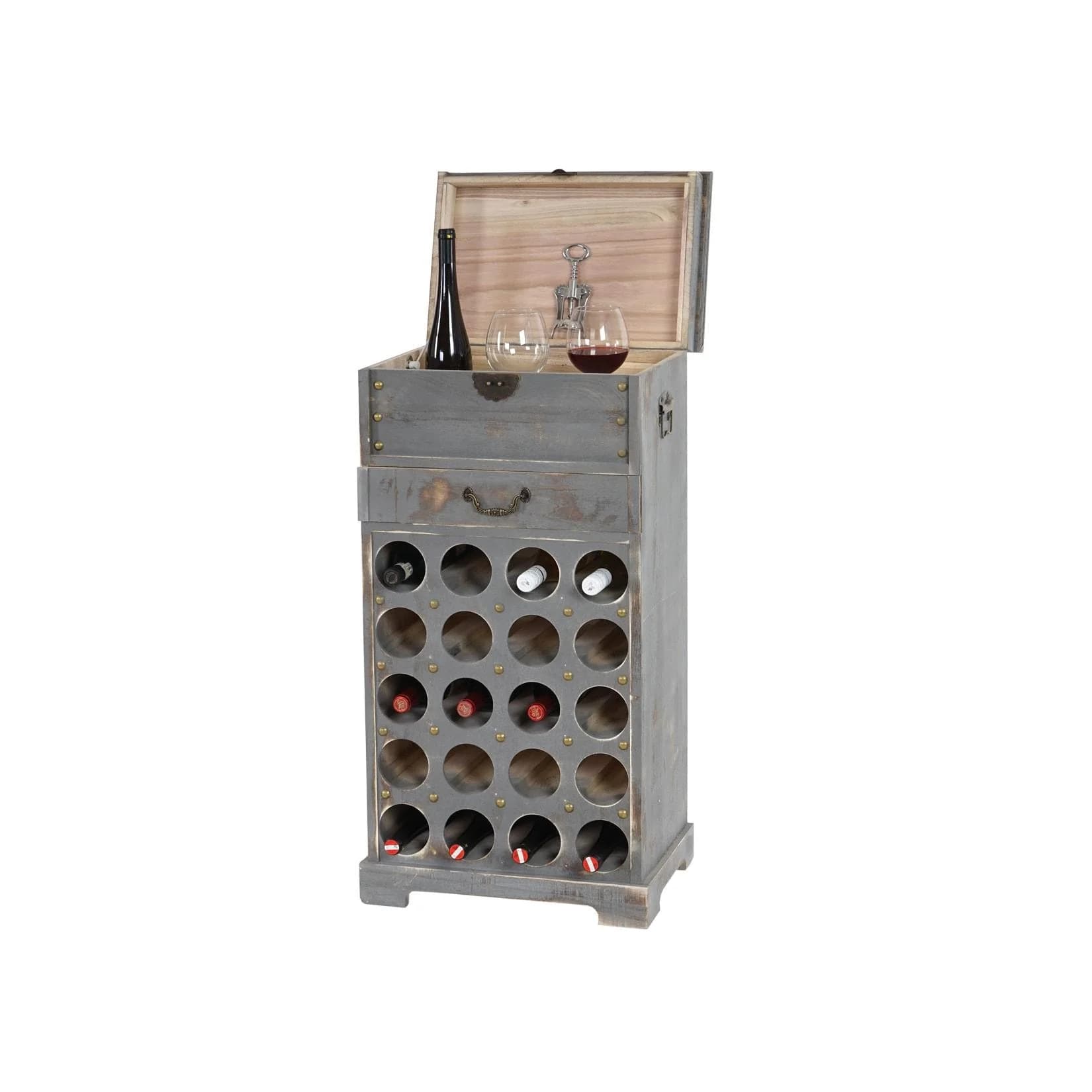 MCW Weinregal Torre T323 Grau Vintage Shabby-Look 20 Flaschen