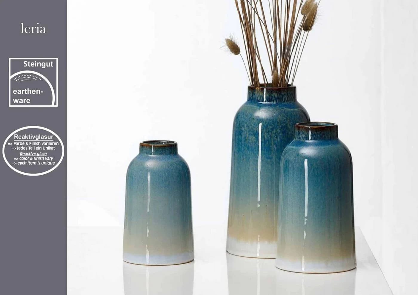 Ritzenhoff & Breker Dekovase Leria 2er Set Blau/Beige/Weiß