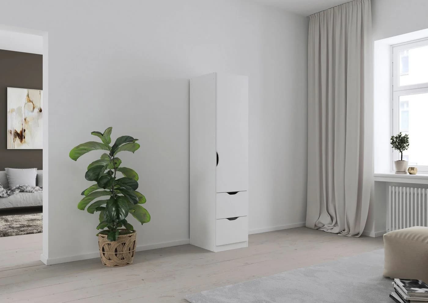 Kleiderschrank RAUCH Freiham Weiß mit Griffmulden