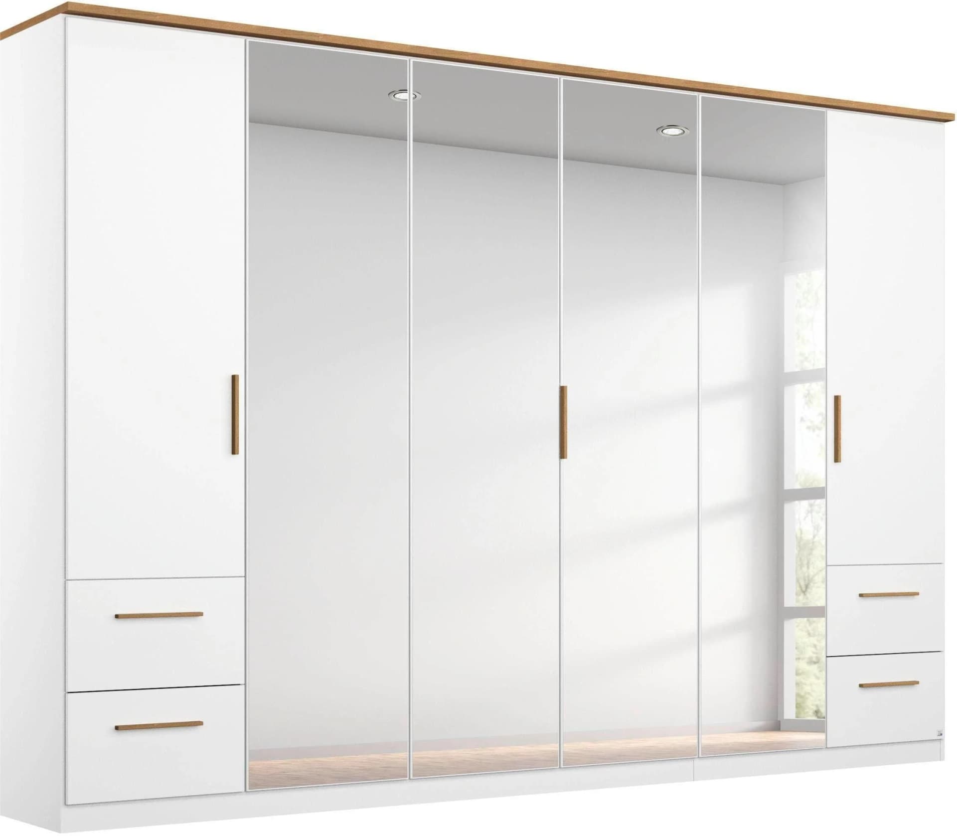 Rauch Kleiderschrank CARLSSON Weiß Eiche Massiv 270x210x54 cm