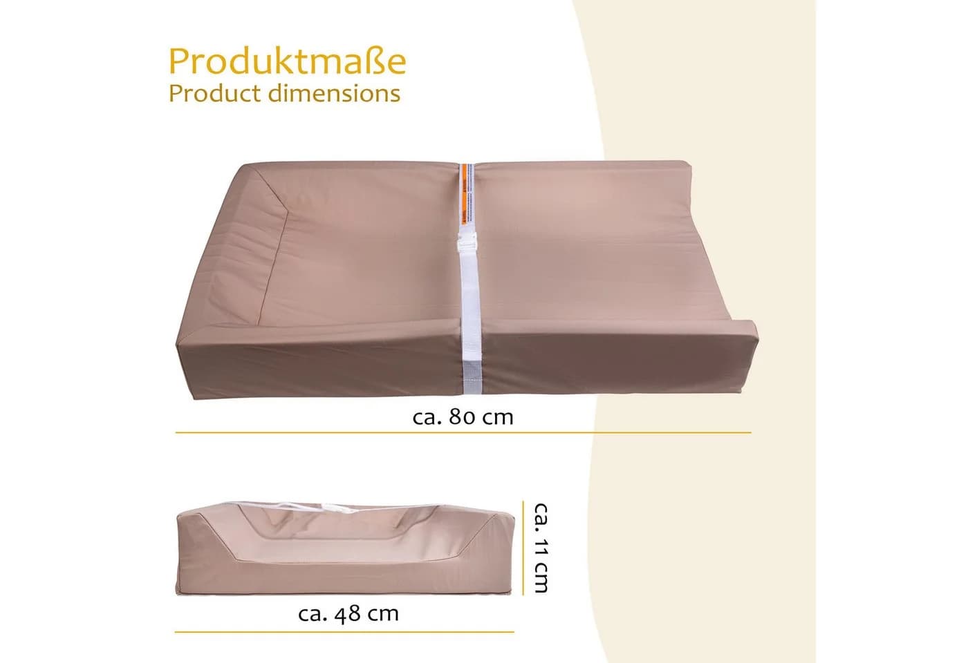 ONVAYA Wickelauflage wasserfest beige mit Sicherheitsgurt