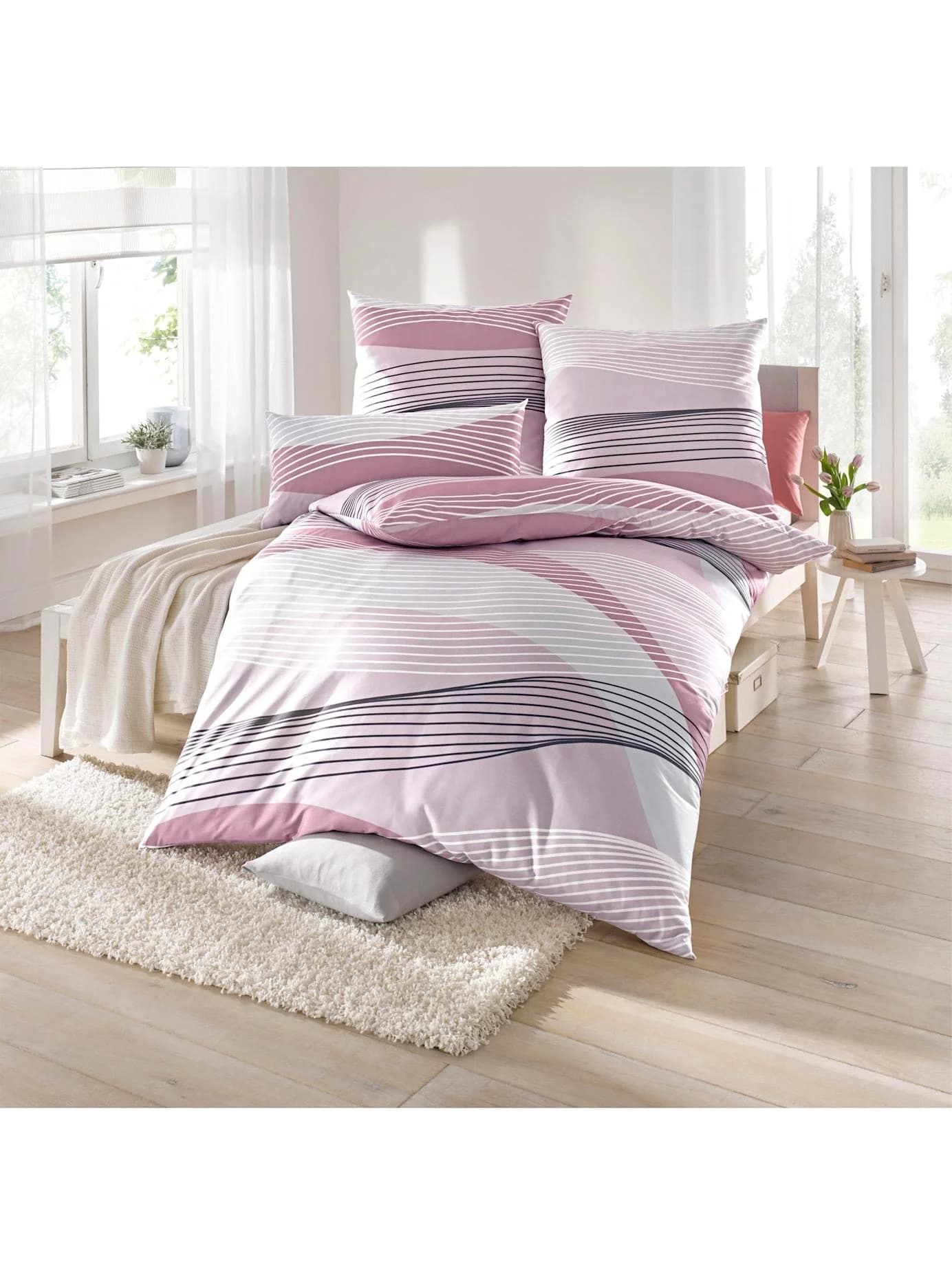 Bettwäsche BIBERNA Gr. 3 Mauve Seersucker