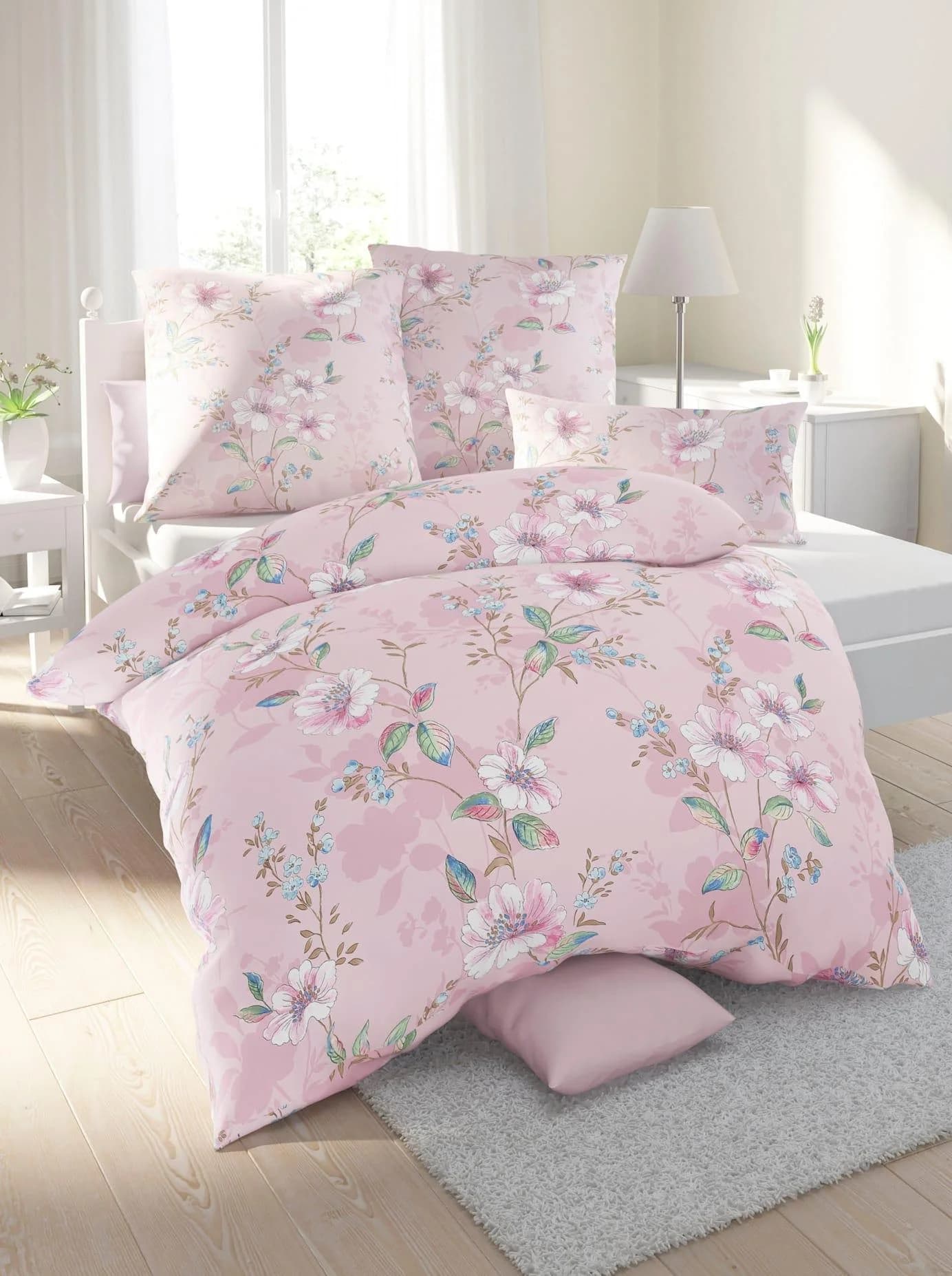 Biberna Bettwäsche Set Altrosé Seersucker 100% Baumwolle