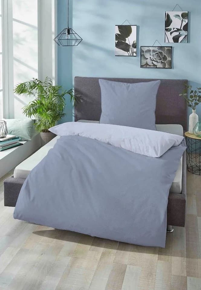 Biberna Wendebettwäsche Helena Mako-Satin 2-teilig Blau/Bunt