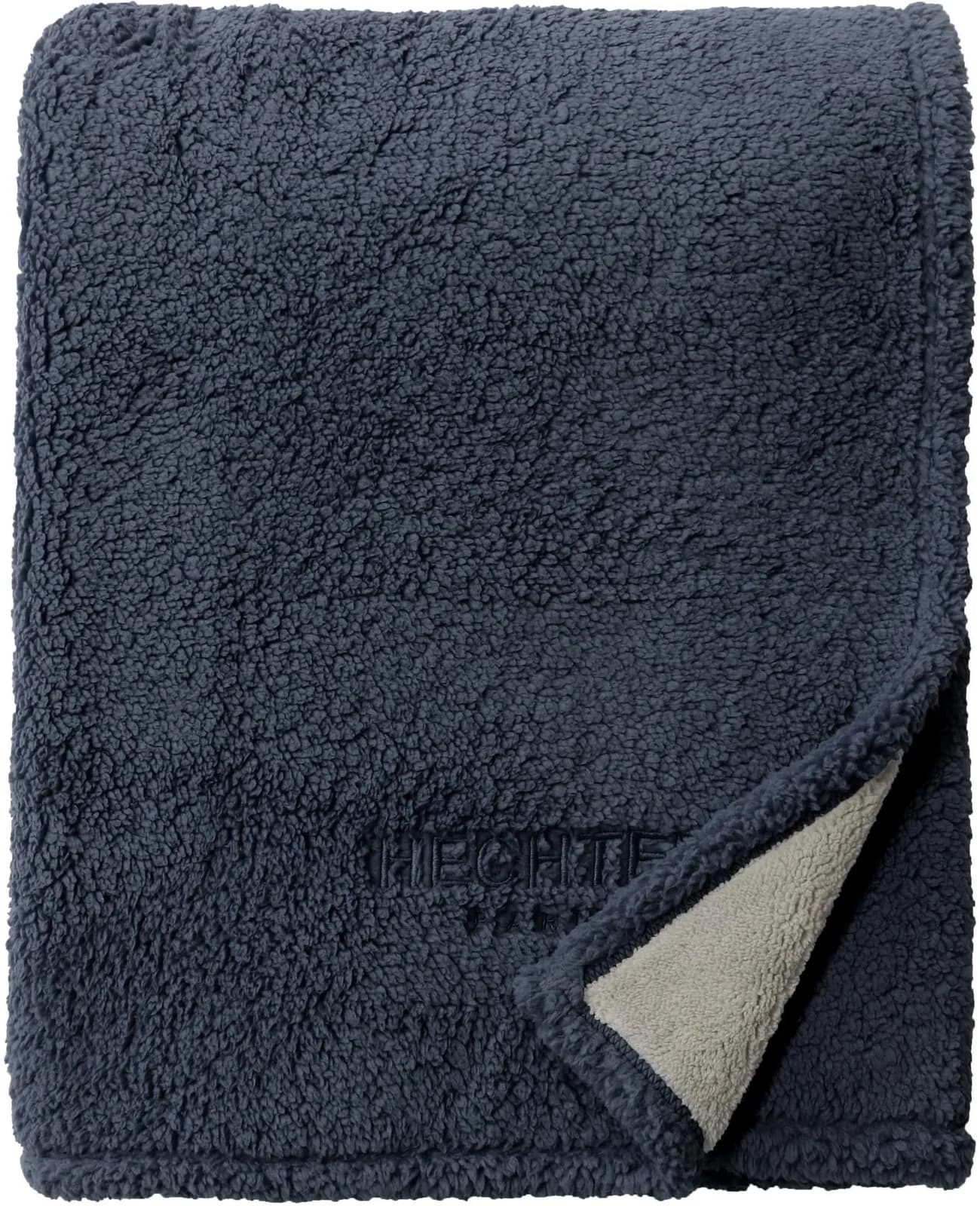Zweifarbige Wohndecke aus Polyester, Marineblau, 150x200 cm