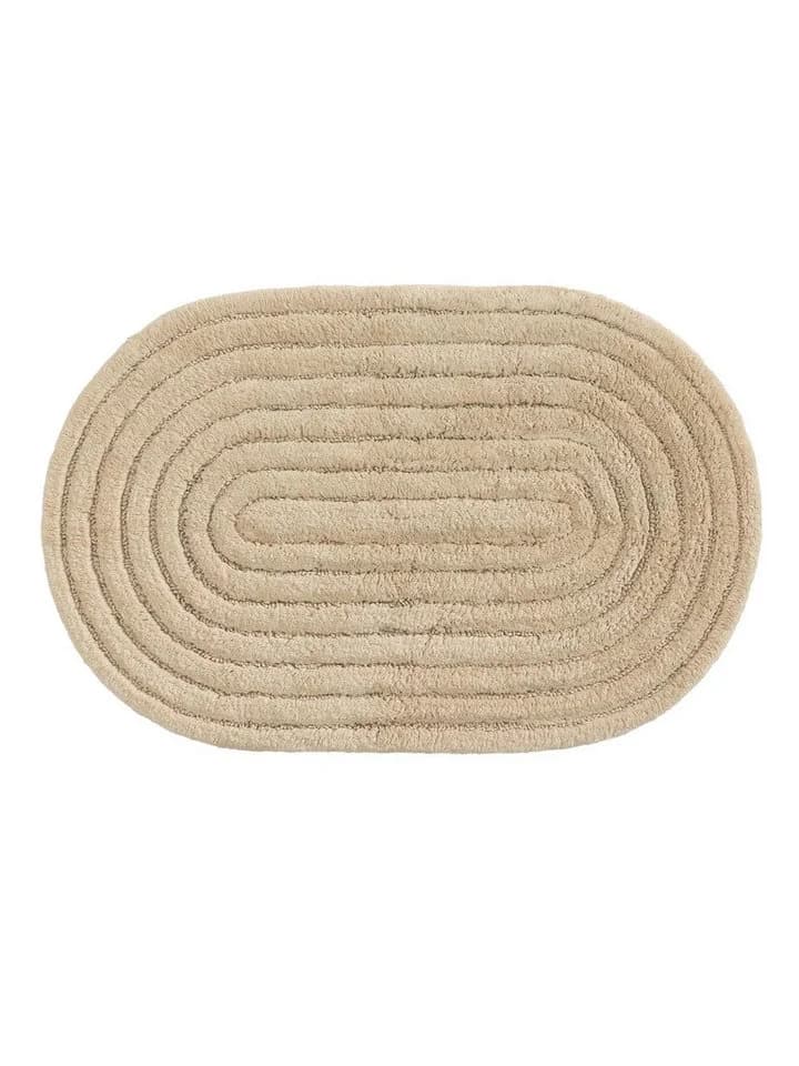 benuta Badematte Nia Oval Beige 100% Baumwolle Handgeknüpft